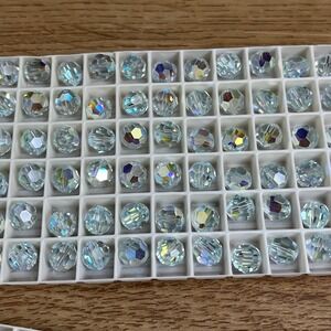 Swarovski 5000 8mm Light Azore Aurore Boreale (AB) Crystal Round Beads 12 pieces